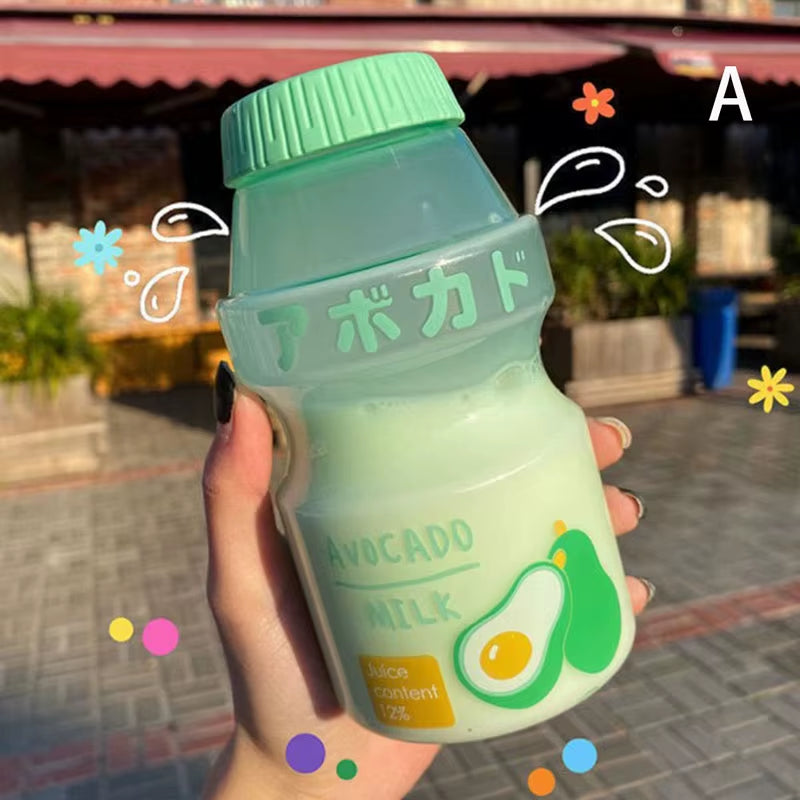 480Ml Plastic Water Bottle Tour Drinking Bottles Shaker Yakult Shape Cute Kawaii Milk Carton for Travel