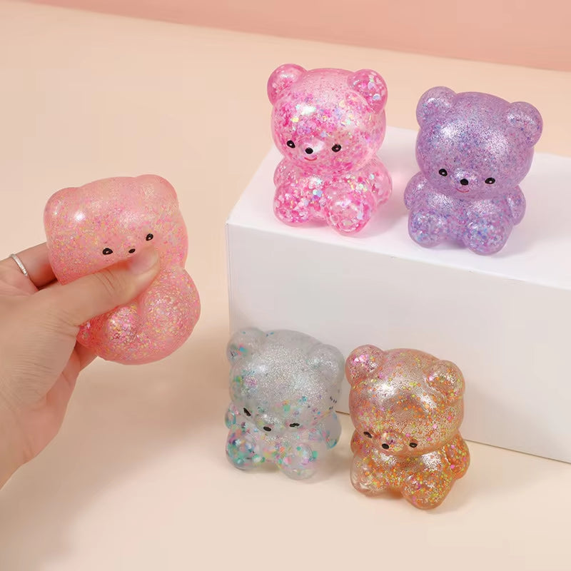 1Pcs Random Glitter Gummy Bear Needoh Small Cute Animal anti Stress Splat Decompressions Vent Squeeze Toy Bear Prop