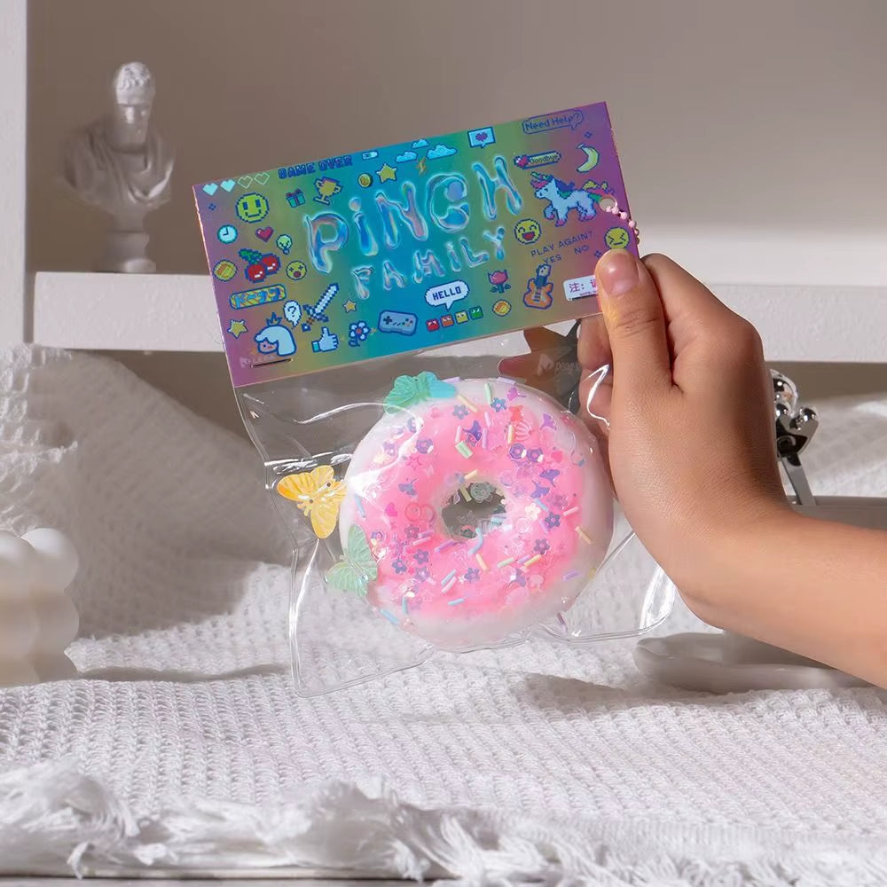 Donut Squeeze Toys Donut Pinching and Decompressing Toy Soft Sticky Stress Relief Relax Toys Adult and Kids Funny Gift