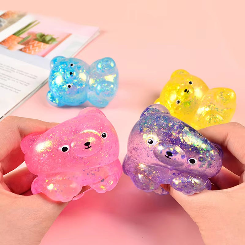 1Pcs Random Glitter Gummy Bear Needoh Small Cute Animal anti Stress Splat Decompressions Vent Squeeze Toy Bear Prop