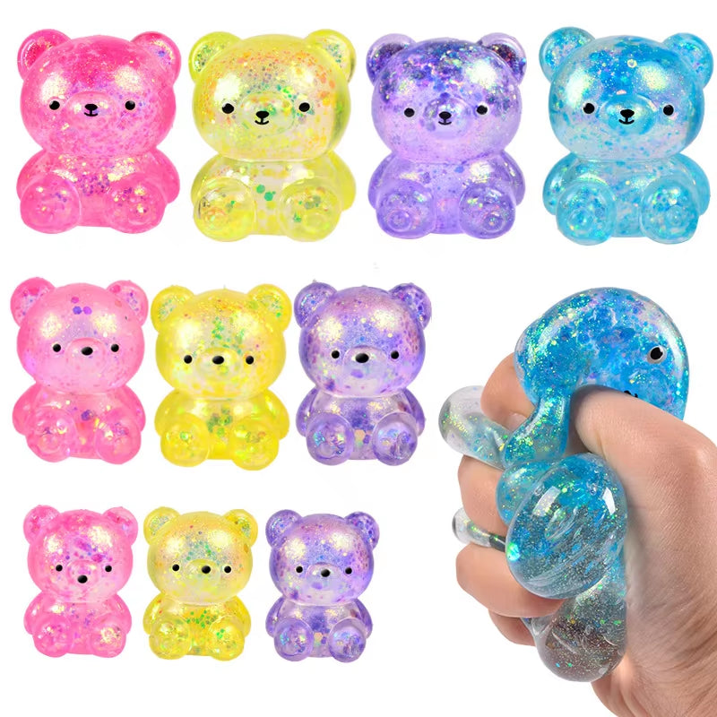 1Pcs Random Glitter Gummy Bear Needoh Small Cute Animal anti Stress Splat Decompressions Vent Squeeze Toy Bear Prop