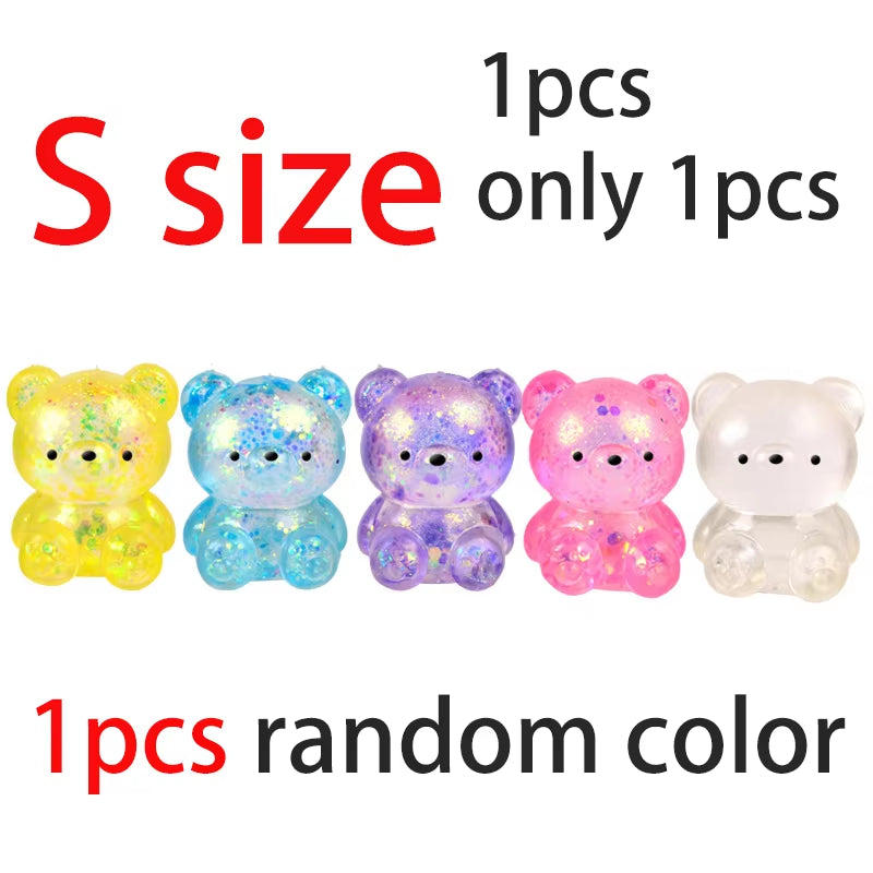 1Pcs Random Glitter Gummy Bear Needoh Small Cute Animal anti Stress Splat Decompressions Vent Squeeze Toy Bear Prop