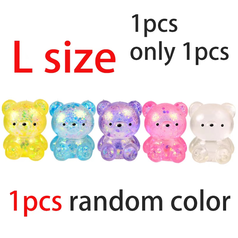 1Pcs Random Glitter Gummy Bear Needoh Small Cute Animal anti Stress Splat Decompressions Vent Squeeze Toy Bear Prop