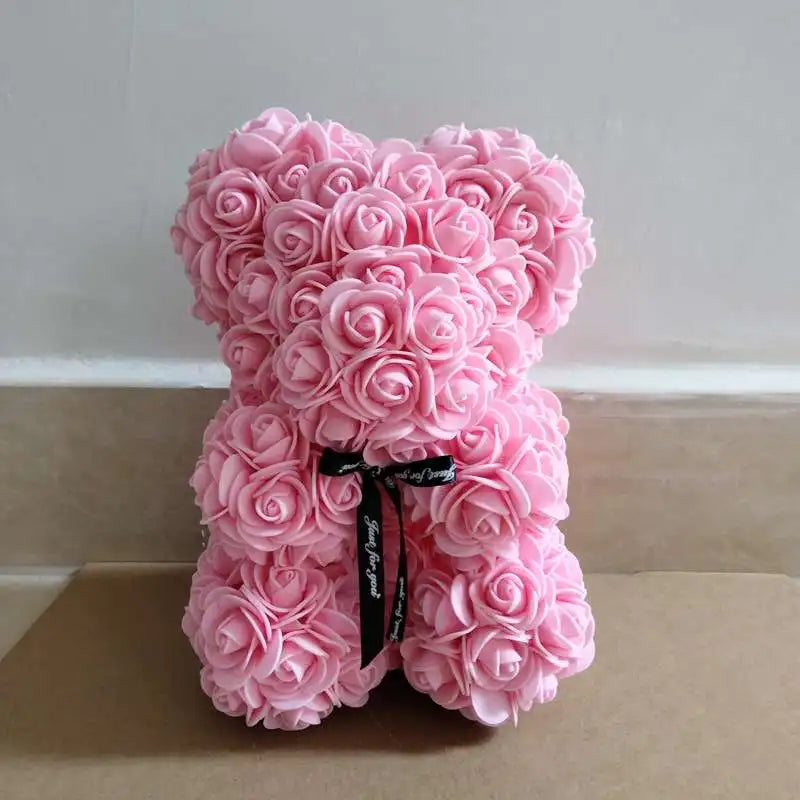 Rose Bear Teddy Bear, 25Cm Flower Bear Teddy Bear, Valentine'S Day Gift, Christmas Gift, Birthday Gift, Party Gift