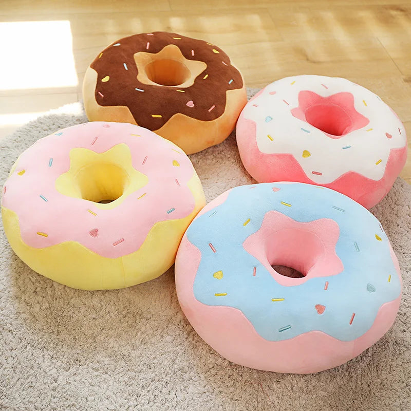 38/58Cm New Donut Plush Pillow like Real Fantastic Ring Shaped Food Plush Soft Creative Seat Cushion Head Pillow Floor Decor