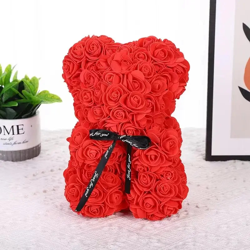 Rose Bear Teddy Bear, 25Cm Flower Bear Teddy Bear, Valentine'S Day Gift, Christmas Gift, Birthday Gift, Party Gift