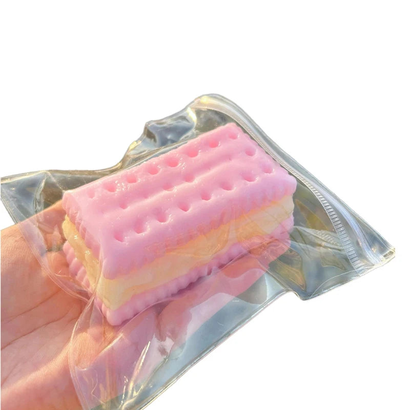 Thick Cookie Biscuit Taba Squishy Pink Cracker Mochi Squeeze Toy anti Stress Release Hand Relax Toys Gift