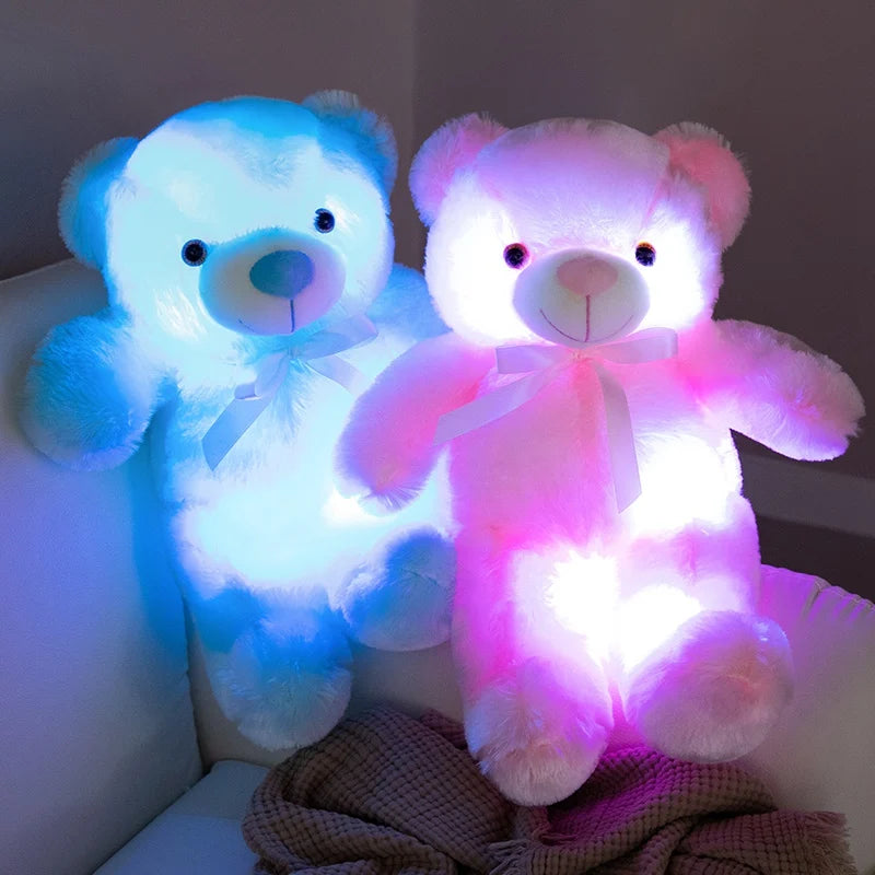 Colorful Glowing Bear Plush Toy Luminous Creative Light up LED Teddy Bear 