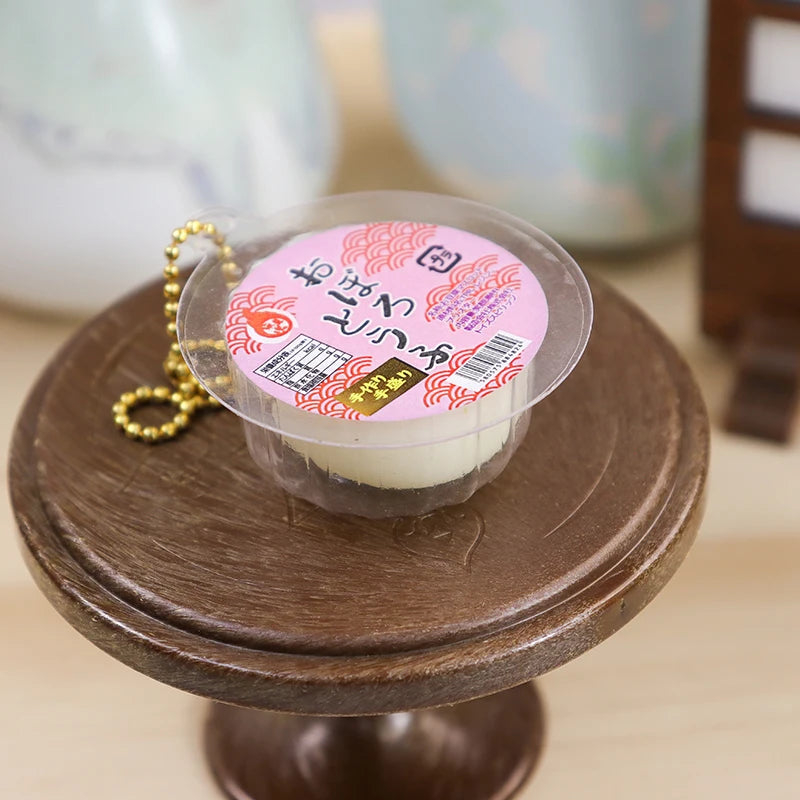 Simulated Japanese Bean Curd Tofu Pudding Keychain 