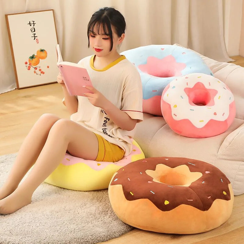 38/58Cm New Donut Plush Pillow like Real Fantastic Ring Shaped Food Plush Soft Creative Seat Cushion Head Pillow Floor Decor