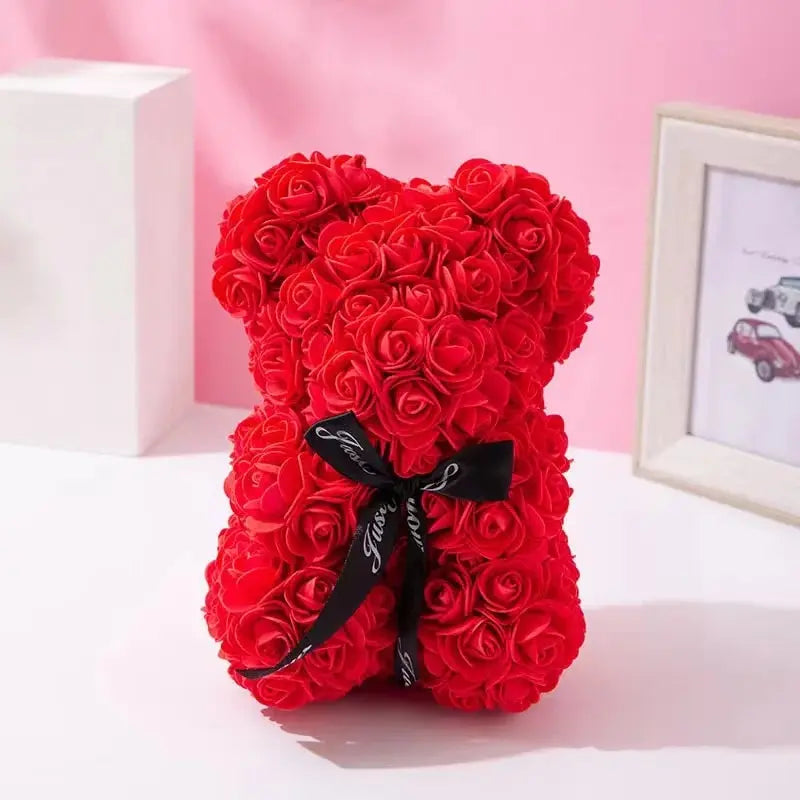 Rose Bear Teddy Bear, 25Cm Flower Bear Teddy Bear, Valentine'S Day Gift, Christmas Gift, Birthday Gift, Party Gift