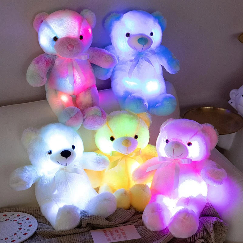 Colorful Glowing Bear Plush Toy Luminous Creative Light up LED Teddy Bear 