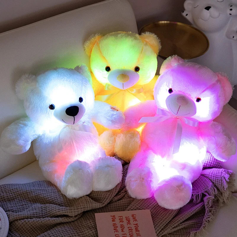 Colorful Glowing Bear Plush Toy Luminous Creative Light up LED Teddy Bear 