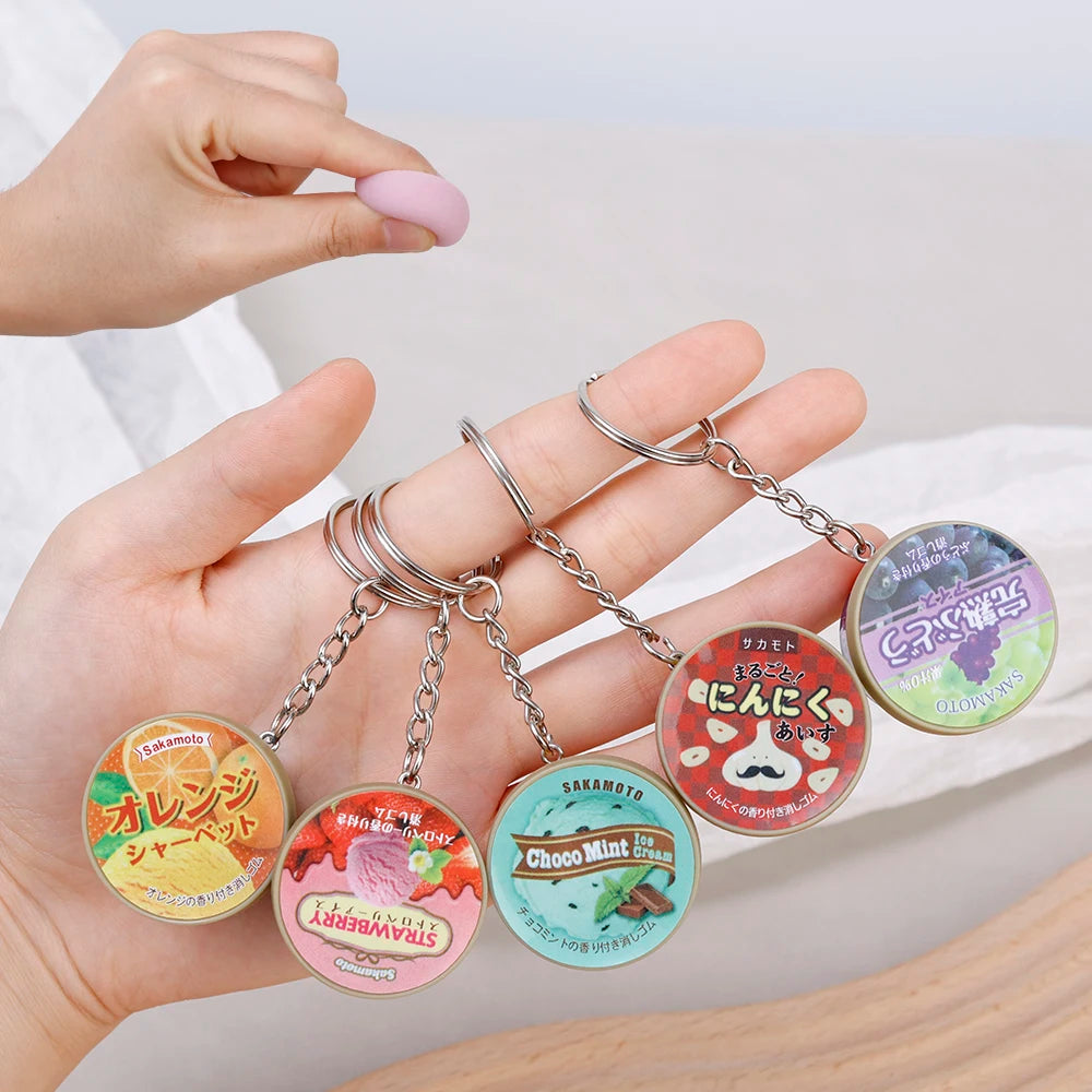 Funny Japanese Miniature Keychain Ice Cream Cone Slow Rebound Pinch Pendant Creative Food Play Flavors Pudding Key Ring Chain