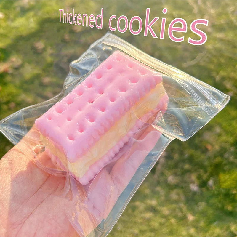 Thick Cookie Biscuit Taba Squishy Pink Cracker Mochi Squeeze Toy anti Stress Release Hand Relax Toys Gift