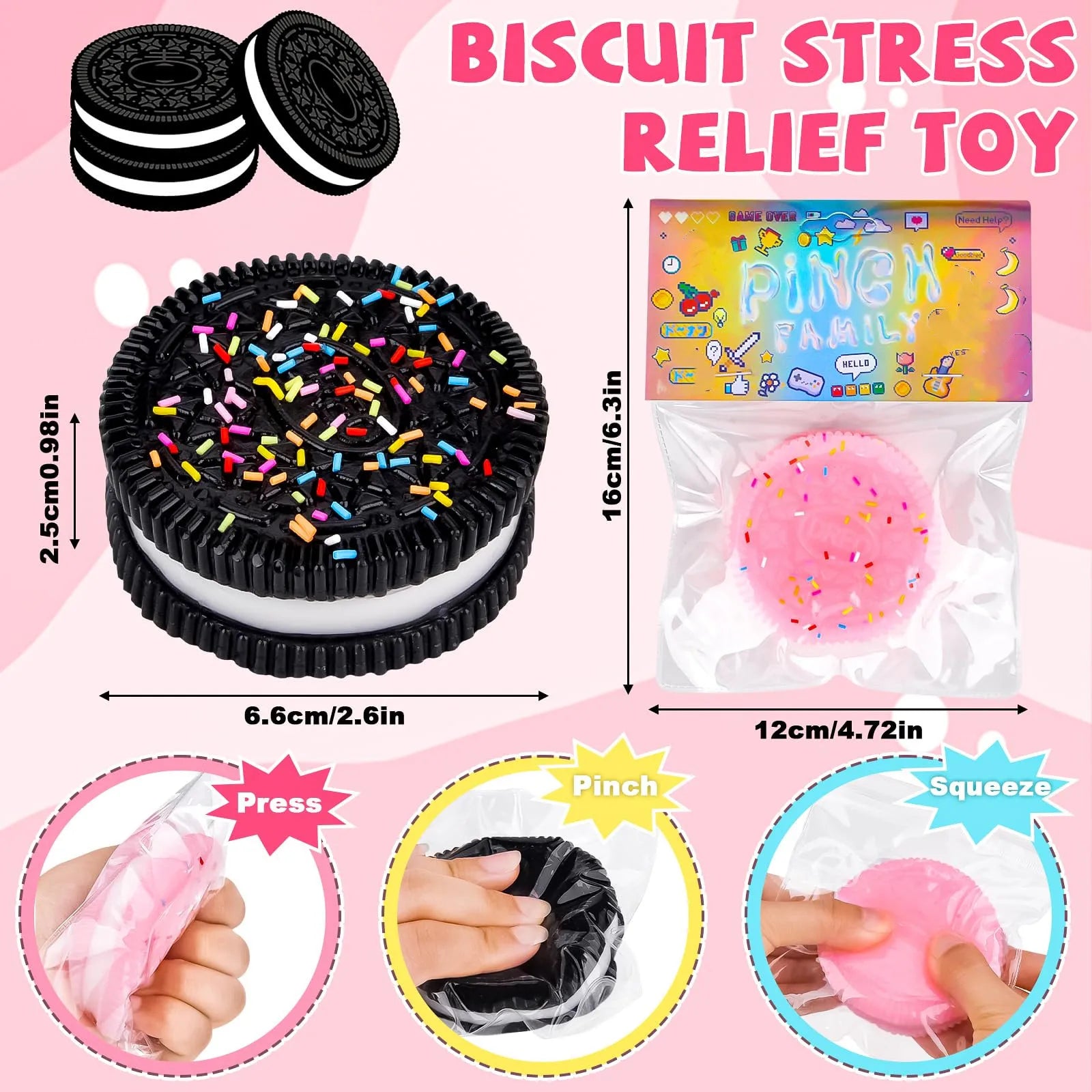 Decompression Cookie Soft Squishes Toy Biscuit Stress Relief Toy Funny Squeeze Toy Hand Relax Sensory Fidget Toys