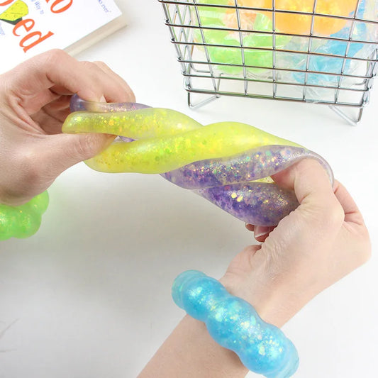 Crystal Garland Transparent Donut Color Bracelet Squeeze Ball Decompression Vent Pinch Pull Kids TPR 1 Pcs 