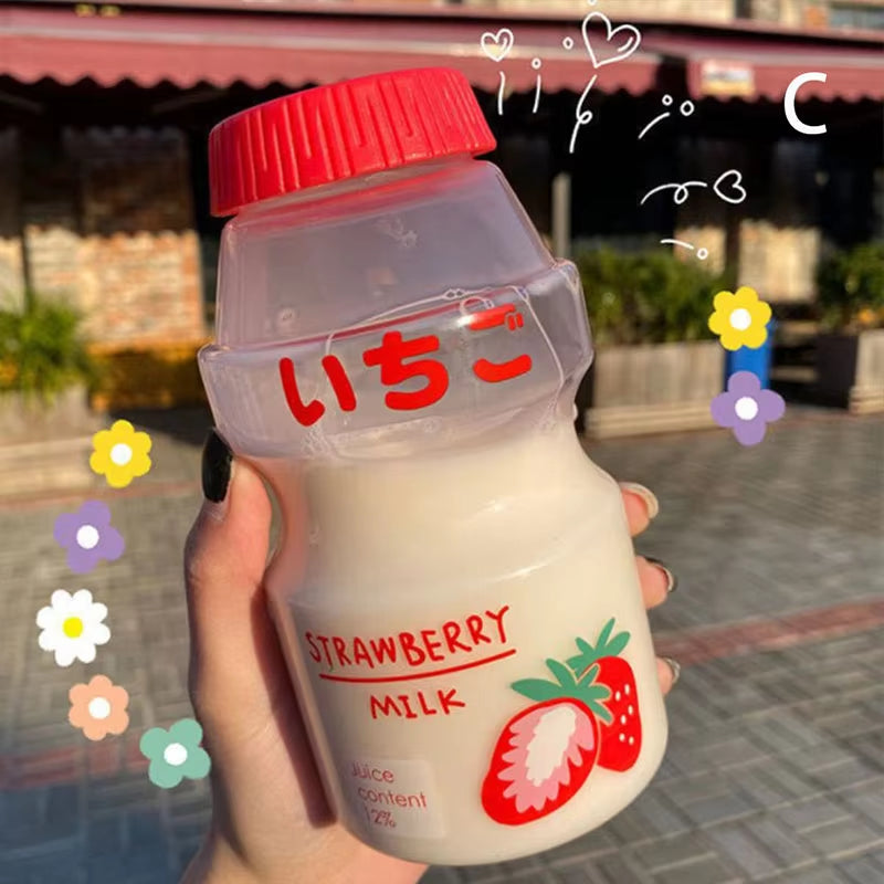 480Ml Plastic Water Bottle Tour Drinking Bottles Shaker Yakult Shape Cute Kawaii Milk Carton for Travel