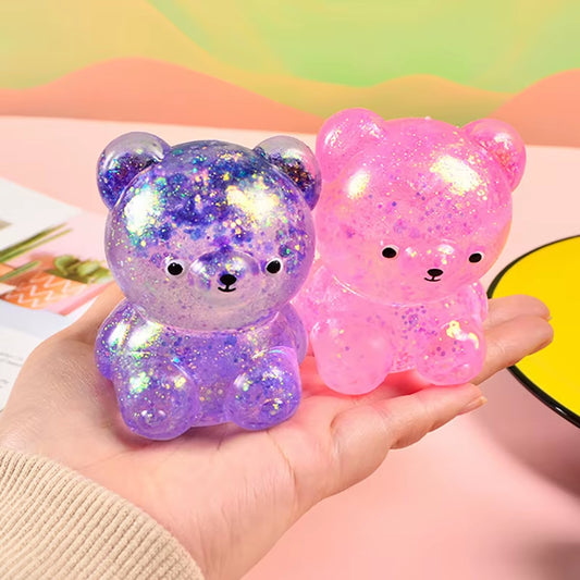 1Pcs Random Glitter Gummy Bear Needoh Small Cute Animal anti Stress Splat Decompressions Vent Squeeze Toy Bear Prop