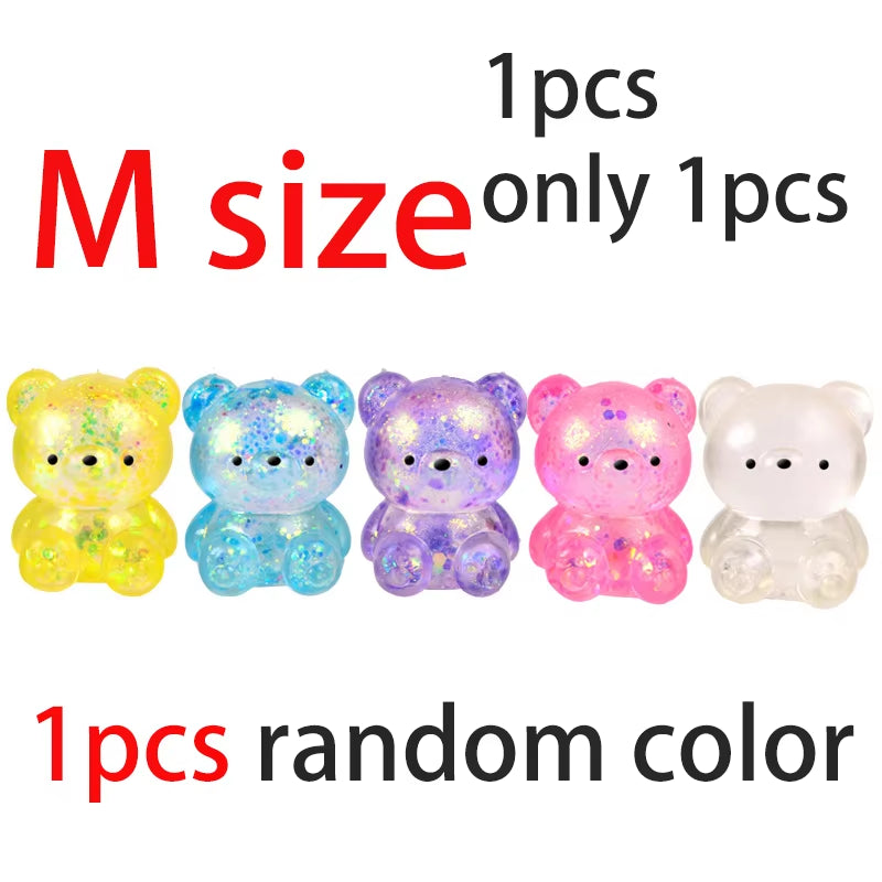 1Pcs Random Glitter Gummy Bear Needoh Small Cute Animal anti Stress Splat Decompressions Vent Squeeze Toy Bear Prop