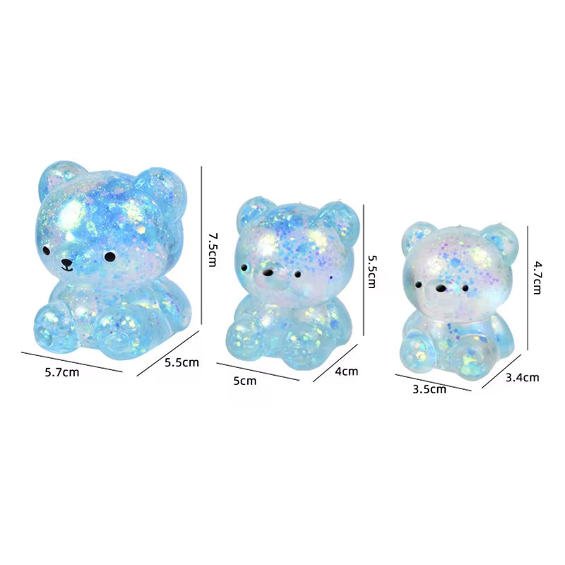 1Pcs Random Glitter Gummy Bear Needoh Small Cute Animal anti Stress Splat Decompressions Vent Squeeze Toy Bear Prop