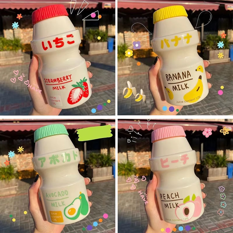 480Ml Plastic Water Bottle Tour Drinking Bottles Shaker Yakult Shape Cute Kawaii Milk Carton for Travel